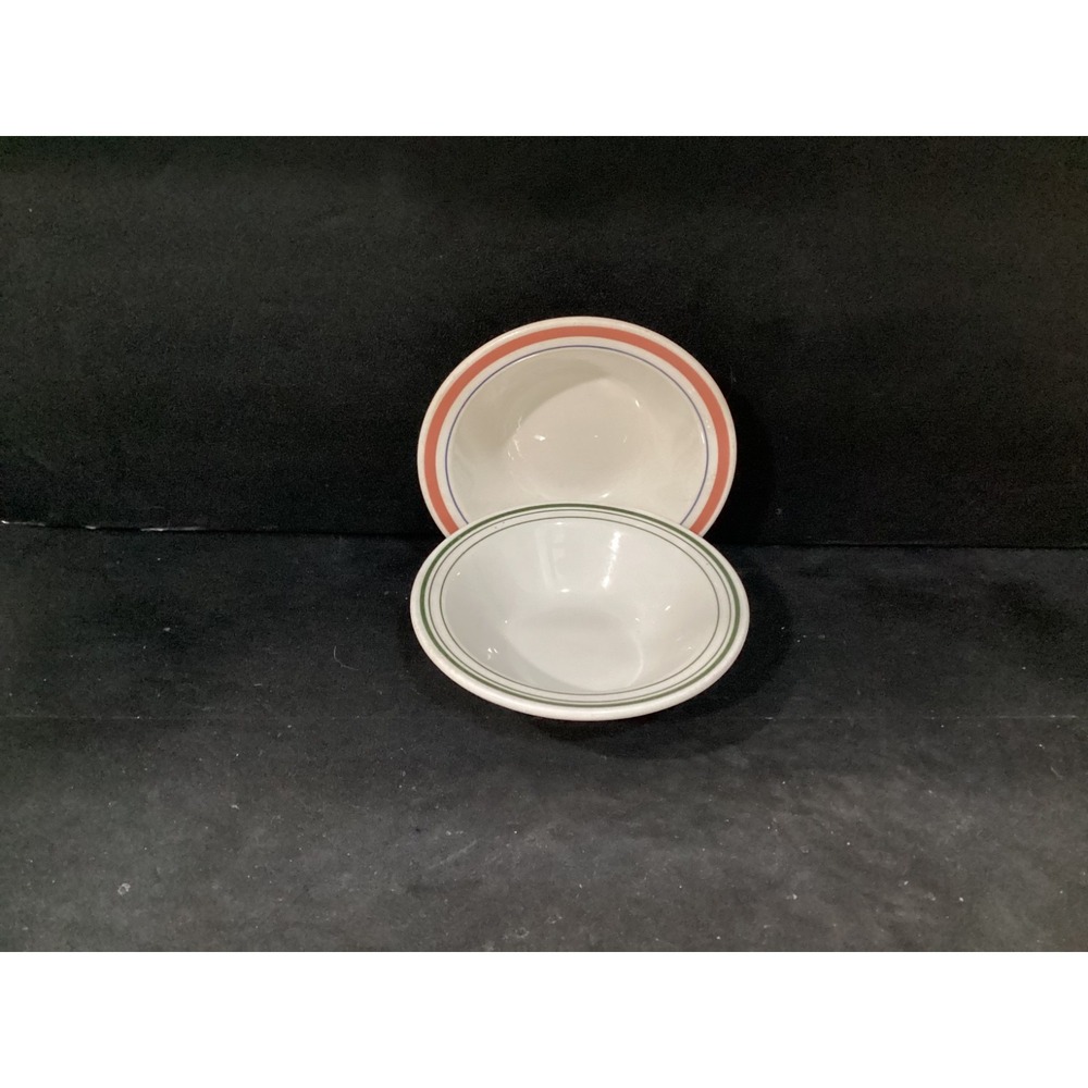 Set Of 2 Homer Laughlin Striped Band Cereal Bowls 6 3/8"